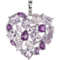 Item # A75361SI - Silver Amethyst Heart Necklace