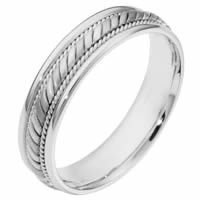 14K White Gold Braided 5.0mm Wide Wedding Band