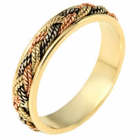 Tri-Color 18 kt Hand Made Wedding Band 