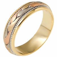 Tri-Color Wedding Band 18 kt Hand Made