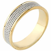 Item # 110461 - 14K Two-Tone Gold Comfort Fit 6mm Handmade Wedding Ring