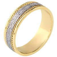 Item # 110571 - Two-Tone Gold Comfort Fit 7mm Handmade Wedding Band