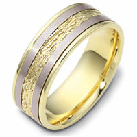 Item # 110601E - 18K Two-Tone Gold Comfort Fit 7mm Wedding Band