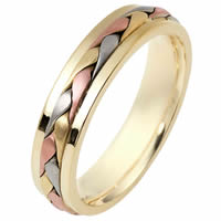 Tri-Color Wedding Band 18 kt Hand Made