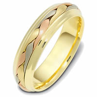 Tri-Color Wedding Band 18 kt Hand Made