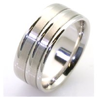 18K White Gold Comfort Fit, 8.5mm Wide Wedding Band