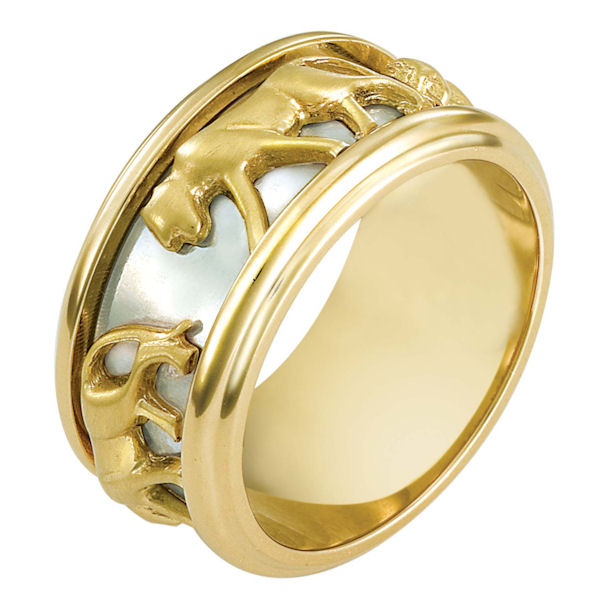 band Gold 18K Two two 18k Wedding wedding Tone gold Band. tone