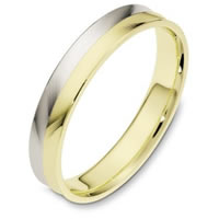 18K Two-Tone Carved, Comfort Fit Wedding Ring