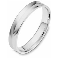 18K White Gold, Carved, Comfort Fit Wedding Ring