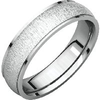 14K White Gold 6.0mm Wide, Wedding Band. Center Satin Finish
