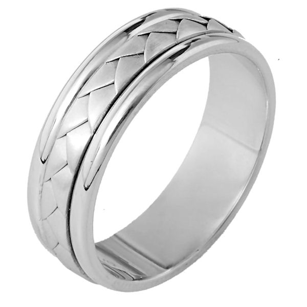 18K White Gold Hand Braided Wedding Band 18K White Gold Hand Braided Wedding Band