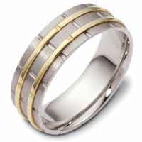 18K Gold Hand MadeTwo-Tone 6.5mm Wide, Wedding Ring
