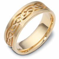 18K Gold 7.0mm Wide, Comfort Fit,Celtic Wedding Band