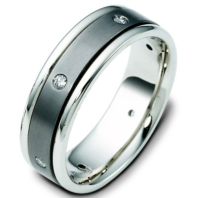 Titanium-14 K Gold Gold Diamond Wedding Ring (0.10ct. tw.)