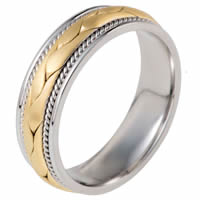 Two-Tone Wedding Band 18 kt Hand Made