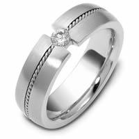 Platinum Wedding Band Hand Made, 0.12CT