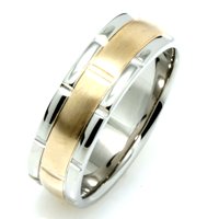 Item # 115991E - 18kt Hand Made two-tone Gold Wedding Band