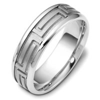 Greek Key Gold, Comfort Fit, 7.0mm Wide Wedding Band