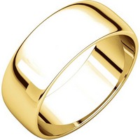 18K Gold, Domed, 7.0mm Wide Wedding Ring