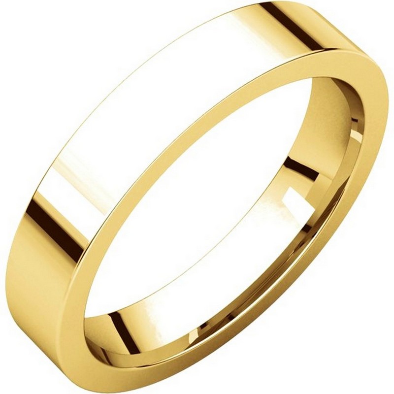 18K Gold Plain 4 mm Wide His or Hers Wedding Ring
