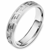 Greek Key Carved Wedding Band