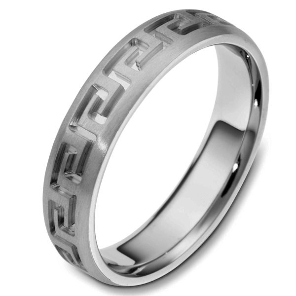 Greek Key Carved Wedding Band