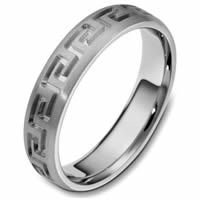 Greek Key Carved Wedding Band