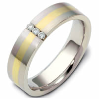 Platinum-18K Gold Diamond Wedding Band  (0.05ct. tw.)