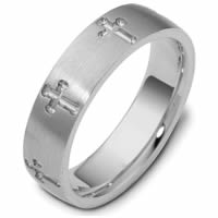 Gold, Comfort Fit, 6.0mm Wide Cross Wedding  Ring.