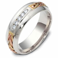 Platinum-18K Hand Made Diamond Wedding Ring(0.22ct.  tw.)
