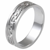 18 Kt White Gold Celtic Carved Band