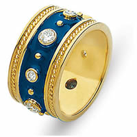 18K Yellow Gold Diamond Enamel Ring(0.73ct. tw.)