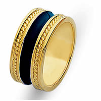 Item # 210369E - 18 Kt Yellow Gold & Blue Enamel Ring