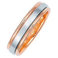 18K White-Rose Gold Comfort Fit, 5.0mm Wide Wedding Band