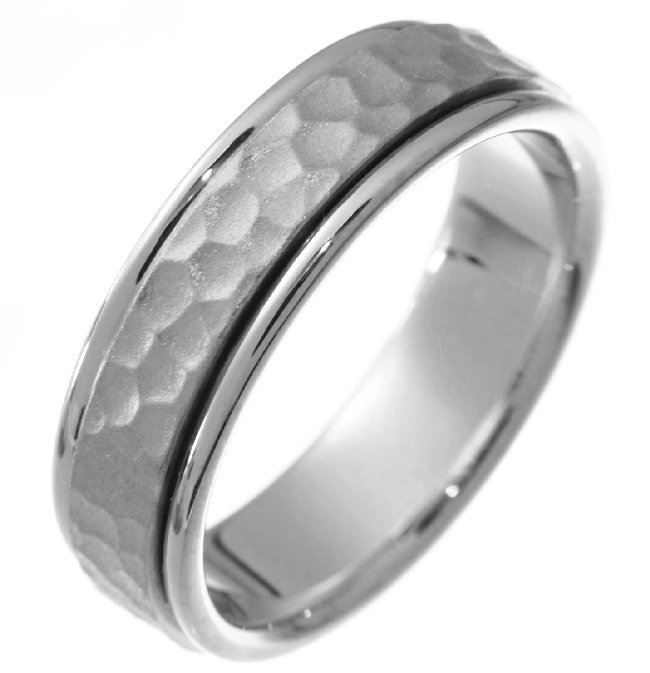 Platinum Hammered Wedding Band