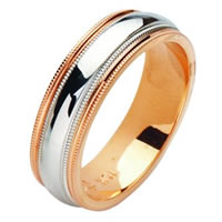 Platinum- Rose Gold Comfort Fit, 6.5mm Wide Wedding Band