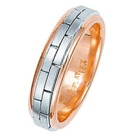 14 Kt Rose and White Gold Hand Made Brick Wedding Band