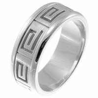 Platinum Greek Spartan Key Wedding Band