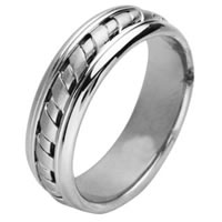 14 Kt White Gold Hand Made Wedding Band