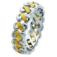 Item # 211471E - 18 Kt Two-Tone Hand Made Braided Wedding Band