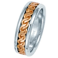 Item # 211511RE - Rose and White Gold Hand Made Braided Wedding Band