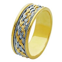 18 Kt Two-Tone Hand Made Braided Wedding Band