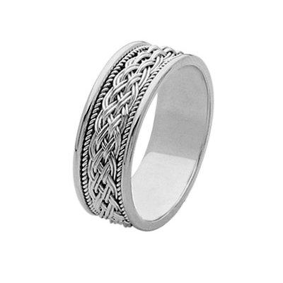 14Kt White Gold Hand Made Braided Wedding Band