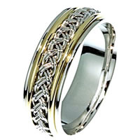 Item # 21471E - Hand Crafted 18 kt Two-Tone Wedding Band