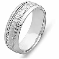 14 Kt White Gold Carved Wedding Band