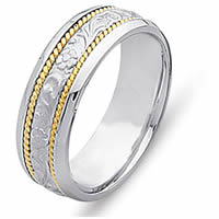 Item # 21491 - 14 Kt Two-Tone Carved Wedding Band