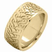Item # 215859E - 18 Kt Yellow Gold 9.5 MM Carved Wedding Ring