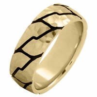 Item # 215897E - 18 Kt Yellow Gold 8.0 MM Carved Wedding Ring