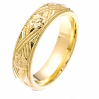 Item # 2228971E - 18 Kt Yellow Gold Hand Carved Wedding Band