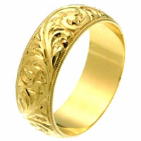 18 Kt Gold Hand Carved Wedding Ring